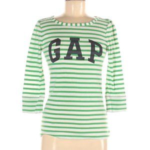 Gap Outlet 3/4 Sleeve T Shirt Logo Green White